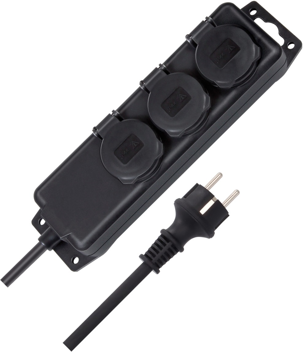 BRENNENSTUHL Stekkerdoos IP44 3-voudig zwart 2m H07RN-F 3G1