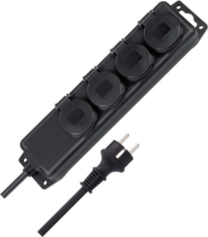 BRENNENSTUHL Stekkerdoos IP44 4-voudig zwart 2m H07RN-F 3G1