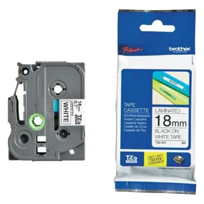 BROTHER Cassette 18mm zwart-wit TZE241