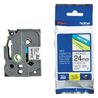 BROTHER Cassette 24mm zwart-wit TZE251