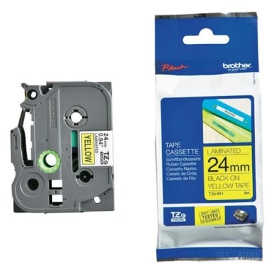 BROTHER Cassette 24mm zwart-geel TZE651