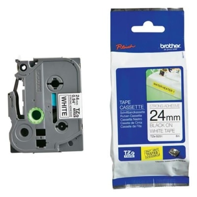 BROTHER sterk klev.tape 24mm Z/W TZES251