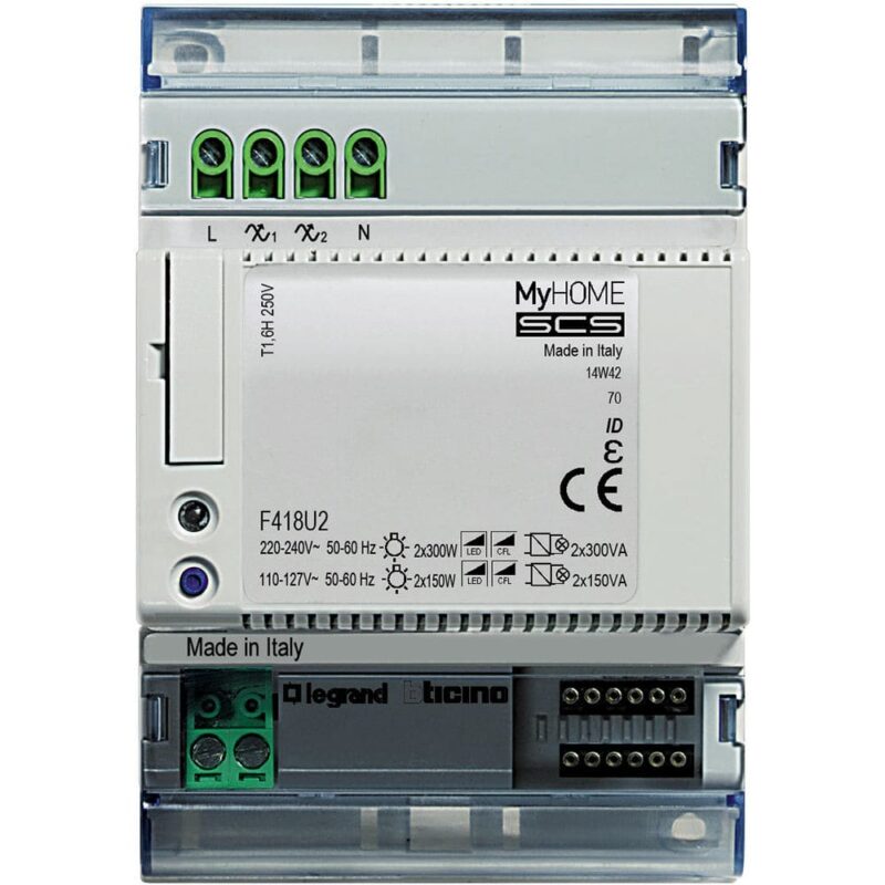 BTICINO MyHome - Universele dimmer voor LED - 4 Din - 2 out F418U2