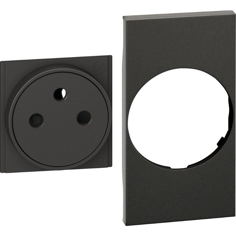 BTICINO Living Now vlakke sierplaat voor contactdoos 2P+A zwart - 2 modules KG55F