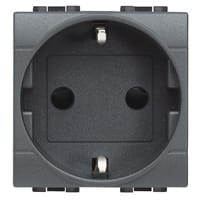 BTICINO LivingLight - Contactdoos schuko 2P+A 16A 250V 2 modules steekklemmen antraciet L4141AN