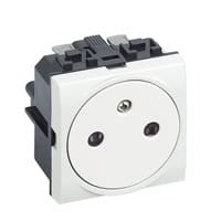 BTICINO LivingLight - Contactdoos vlak 2P+A 16A 250V 2 modules steekklemmen wit N4142AF