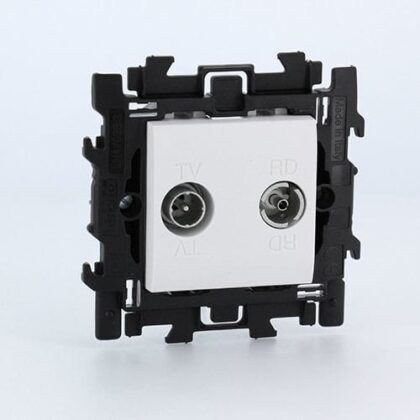 BTICINO LL Compleet contactdoos TV/FM mat spanklauwen wit N4211DS