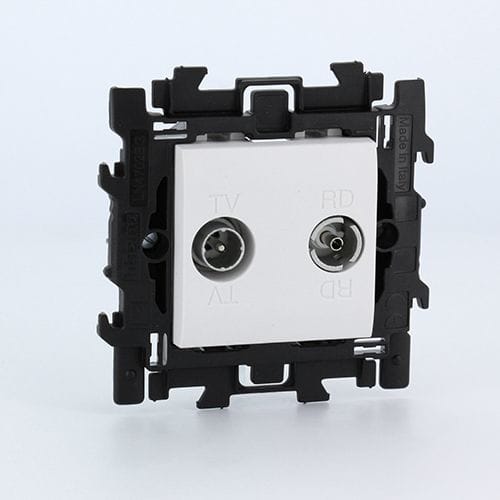 BTICINO LL Compleet contactdoos TV/FM mat spanklauwen wit N4211DS