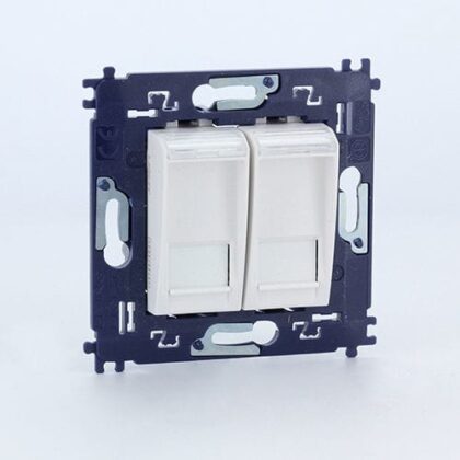 BTICINO LL Compleet dubbele RJ45 6UTP met schroeven - wit N4279C6V2