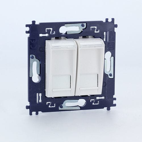 BTICINO LL Compleet dubbele RJ45 6UTP met schroeven - wit N4279C6V2