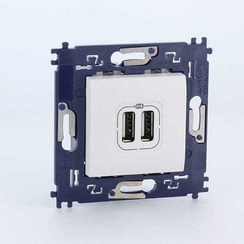 BTICINO LL compleet dubbele USB-lader met schroeven wit N4285C2V
