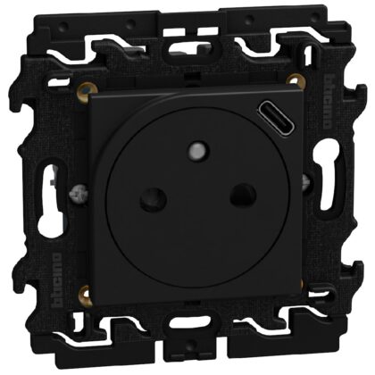 BTICINO LightN ctdoos 2P+A +USB-C 2 mod - zwart YD4142USB