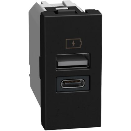 BTICINO LightN USB oplader-A+C 15W 1 mod - zwart YD4191AC