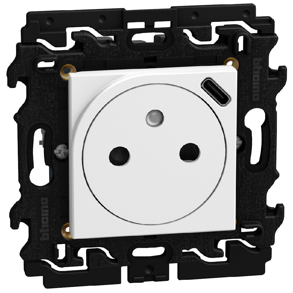 BTICINO LightN ctdoos 2P+A +USB-C 2 mod - wit YW4142USB