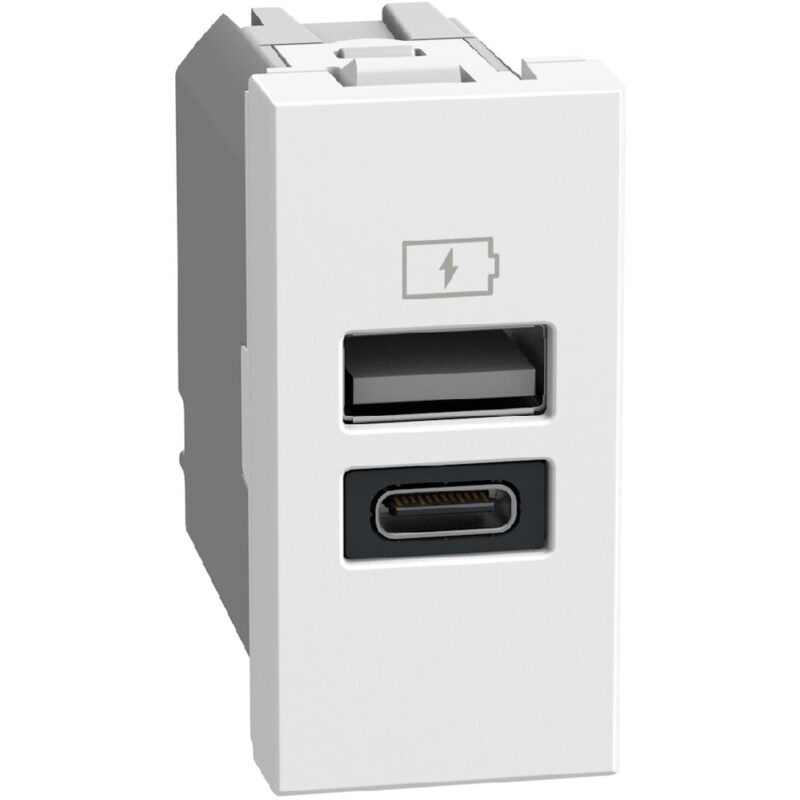 BTICINO LightN USB oplader-A+C 15W 1 mod - wit YW4191AC