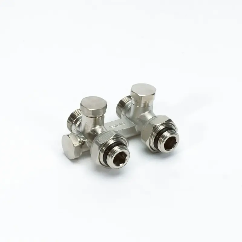 Begetube H-stuk begetube vloeraansluiting recht 2x1/2 + 2xM24 tweepijpsaansluiting 160052052