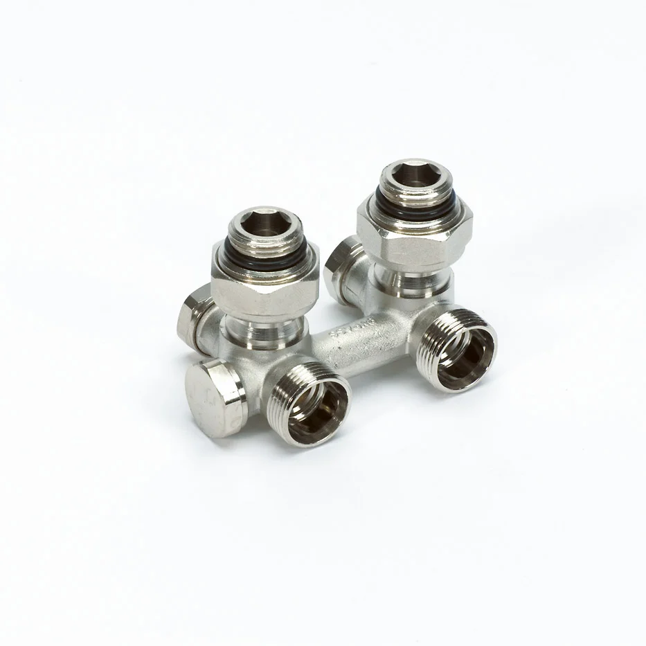 Begetube H-stuk begetube muuraansluiting haaks 2x1/2 + 2xM24 regelbare bypass 1- of 2-pijps 160053052