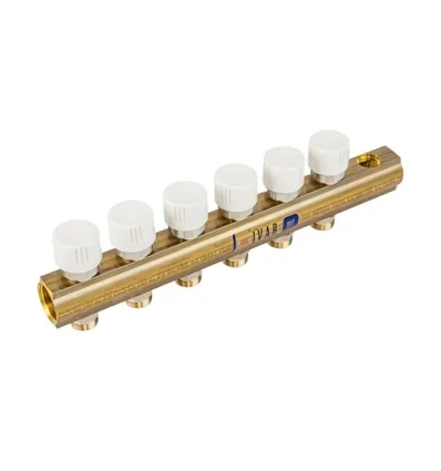 Begetube Verdeler voor CV messing Begetube 1" + 6 x 1" met ontluchting