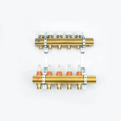 Begetube Collector voor vloerverwarming messing Begetube 1" + 6 x M24 met doorstroommeter 210105906