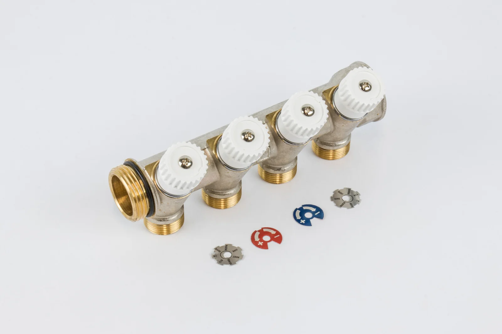 Begetube Verdeler voor CV messing Begetube 1" + 4 x 1" wit 224101904