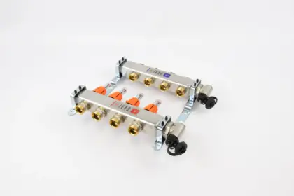 Begetube Collector voor vloerverwarming inox Begetube 1" + 4 x 3/4" met ontluchting