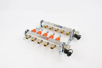 Begetube Collector voor vloerverwarming inox Begetube 1" + 5 x 3/4" met ontluchting
