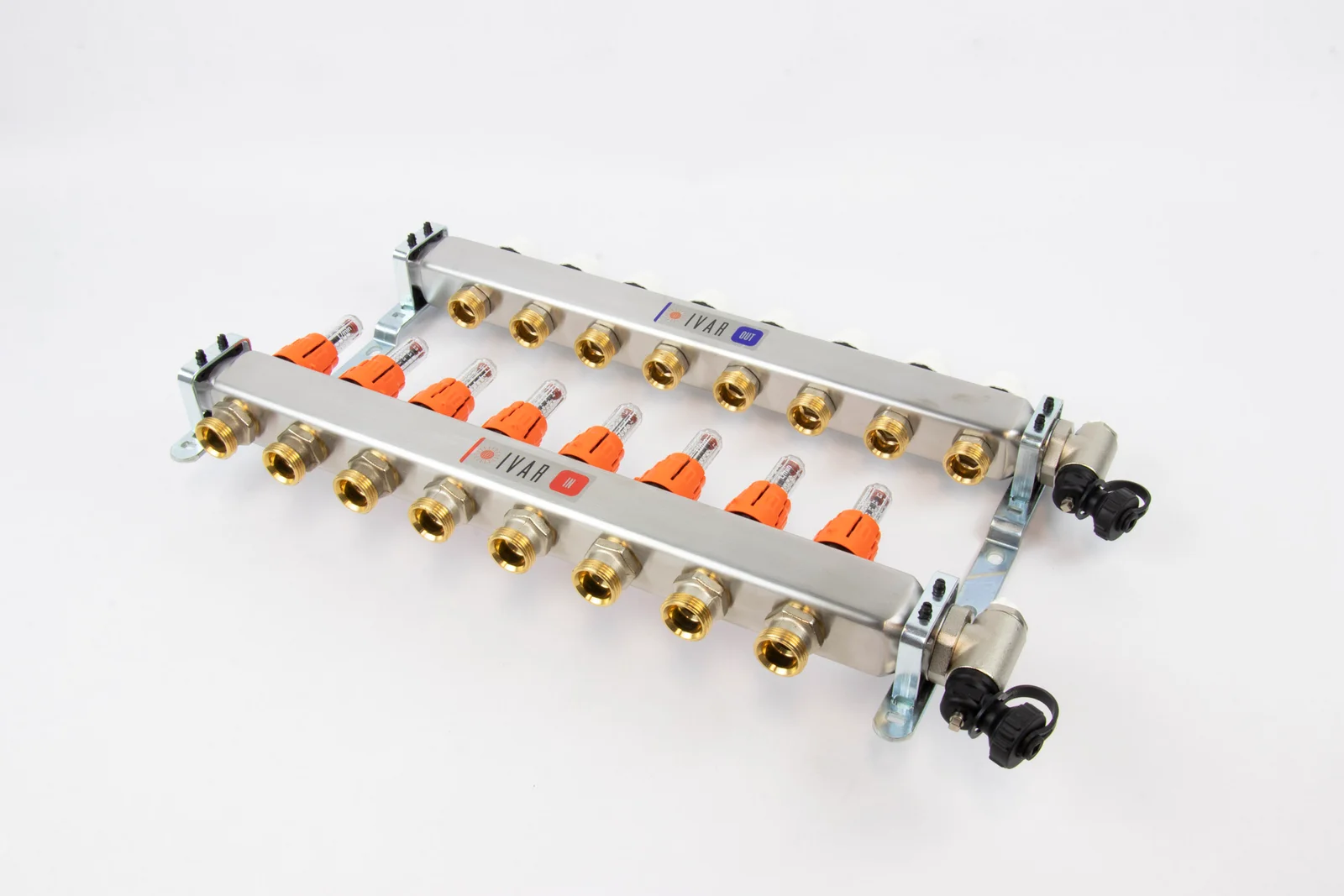Begetube Collector voor vloerverwarming inox Begetube 1" + 8 x 3/4" met ontluchting