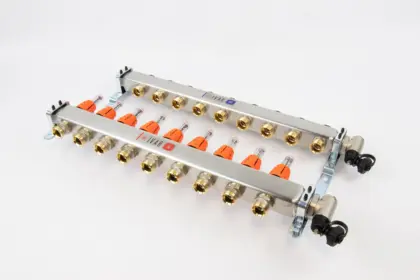 Begetube Collector voor vloerverwarming inox Begetube 1" + 9 x 3/4" met ontluchting