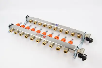 Begetube Collector voor vloerverwarming inox Begetube 1" + 10 x 3/4" met ontluchting