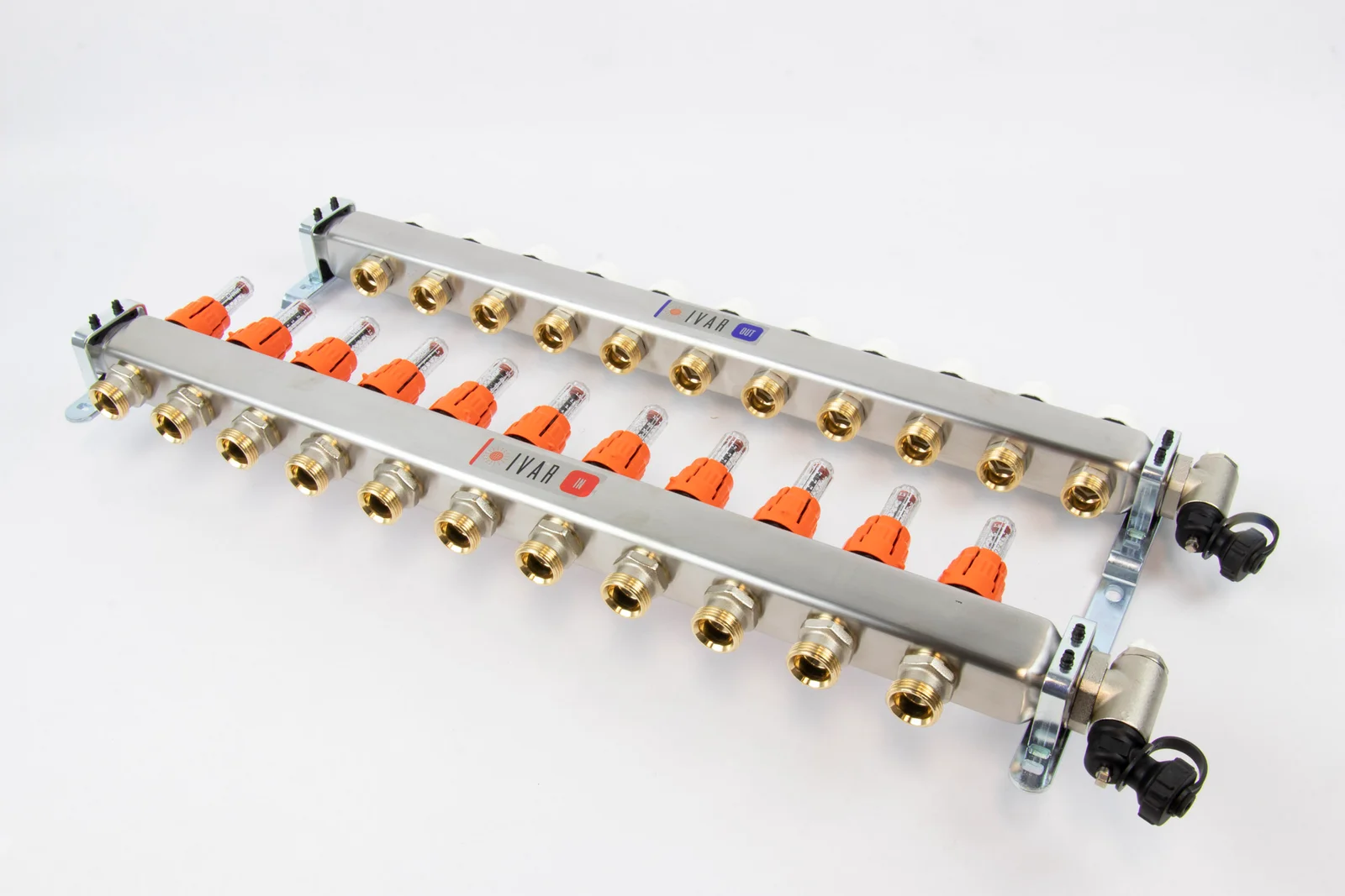 Begetube Collector voor vloerverwarming inox Begetube 1" + 12 x 3/4" met ontluchting