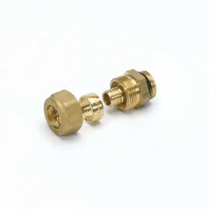 Begetube Knelovergangsstuk messing vaste insteekhuls voor VPE/VPX buis 25/2.3mm x 3/4" M verwarming Begetube 307010751