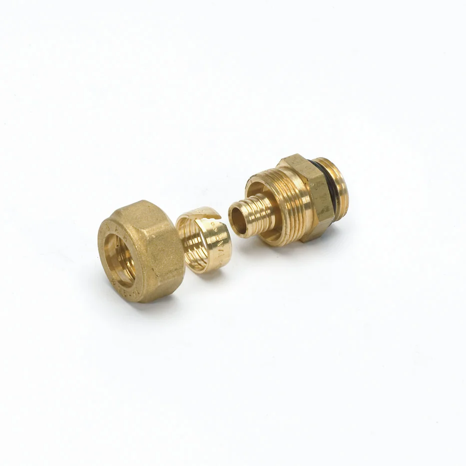 Begetube Knelovergangsstuk messing vaste insteekhuls voor VPE/VPX buis 25/2.3mm x 3/4" M verwarming Begetube 307010751