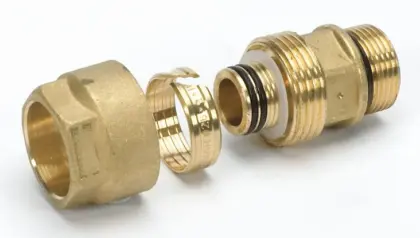 Begetube Knelovergangsstuk messing vaste insteekhuls voor Alpex 26/3mm x 3/4" M verwarming Begetube 307010756