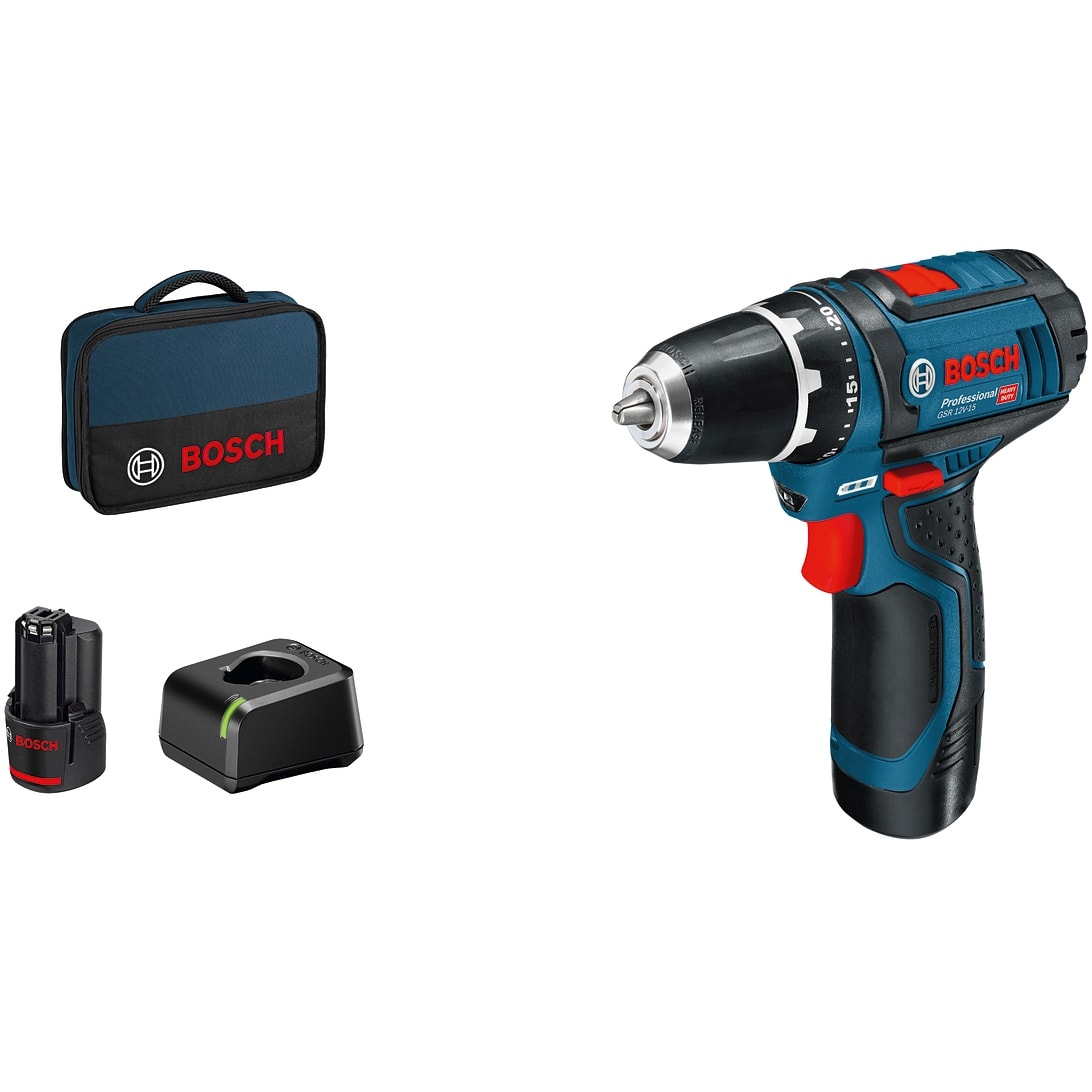Bosch Professional Accu schroefboormachine GSR 12 V-15 (C&G BVK 2x 2