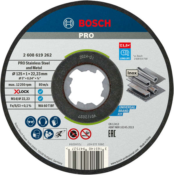 Bosch Professional X-LOCK Slijpschijfblik 10x Standard for Inox 10x125x1x22