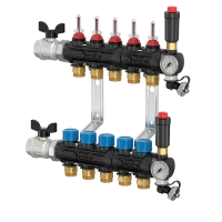 Comap Biofloor 9100 voorgemonteerde vloerverwarmingscollector in kunststof 4/4 - 7 x EK3/4 - met kraanwerk en debietmeters C321317001