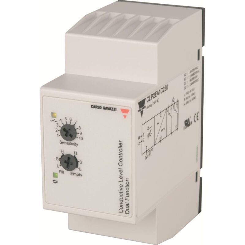 CARLO GAVAZZI CG NIVEAU BEW.RELAIS 230 VAC INSTELB 2 INGANGEN VULLEN/LEGEN 11-PINS CLP2EA1C230