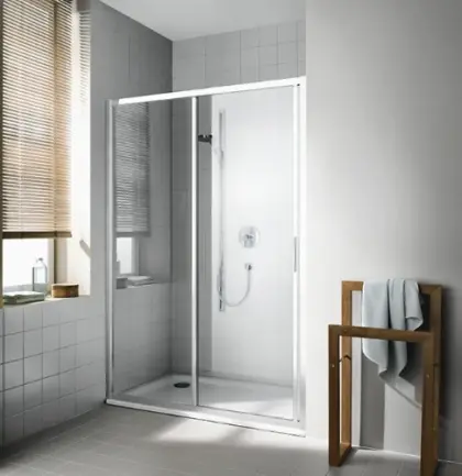 Kermi Cada XS G2R schuifdeur 1200 x 2000 mm - verstelbaarheid 1160-1210 mm - SIHG ESG helder Clean 2-delig met vast segment rechts - profiel : zilver hoogglans CCG2R12020VPK