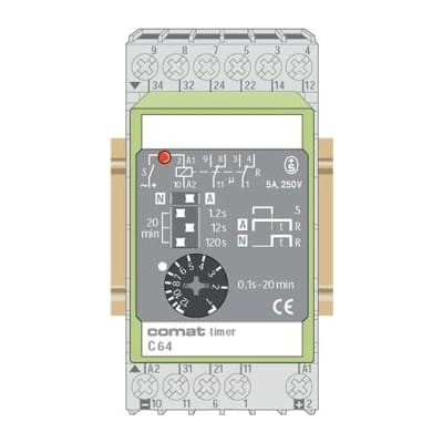 COMAT Tijdrelais C64 110-240V AC/DC 0.1s-20min C64/UC110-240V