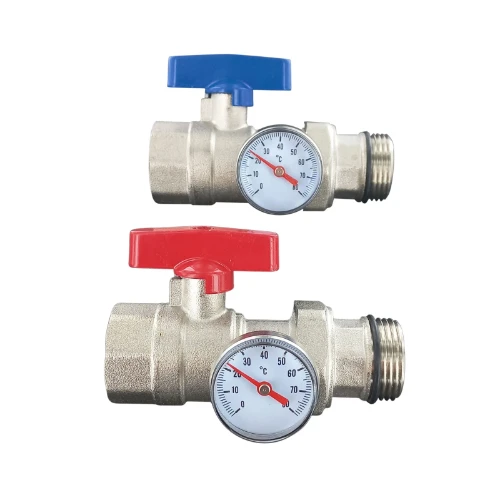 Comap UFH V9021 bolkranenset met thermometer 4/4 x 4/4 (blauw/rood) - prijs per set CP311009011