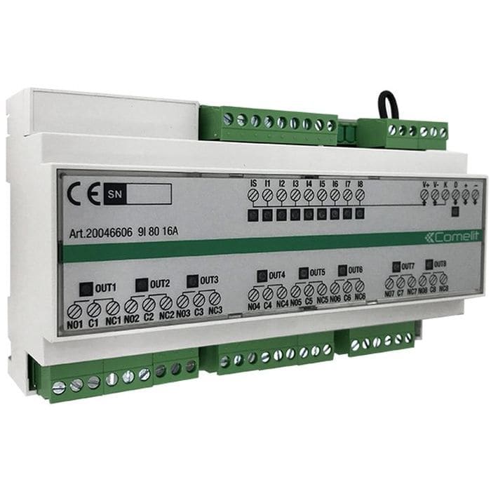 Comelit Simplehome module opto-isole 9 digitale ingangen / 8 relais uitgangen 16a 20046606