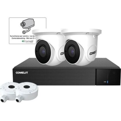 Comelit NIPNVR004N06PASL + WDSK324A + 2xIPTCAMN04FB + 43503 +2xJBA-TBBA + 3x SCHEQUE IPTKIT4N04PBBE