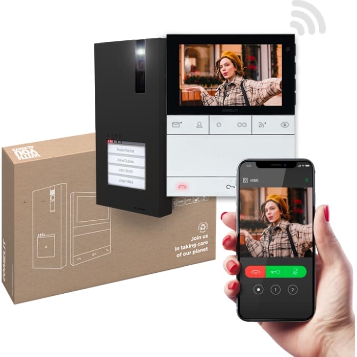 Comelit ENKELVOUDIGE KIT MET QUADRA ZWART EN PEOPLE-HF WIFI