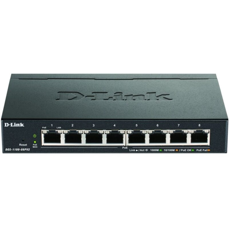 D-LINK 8-port 10/100/1000 PoE EasySmart Switch DGS-1100-08PV2/E