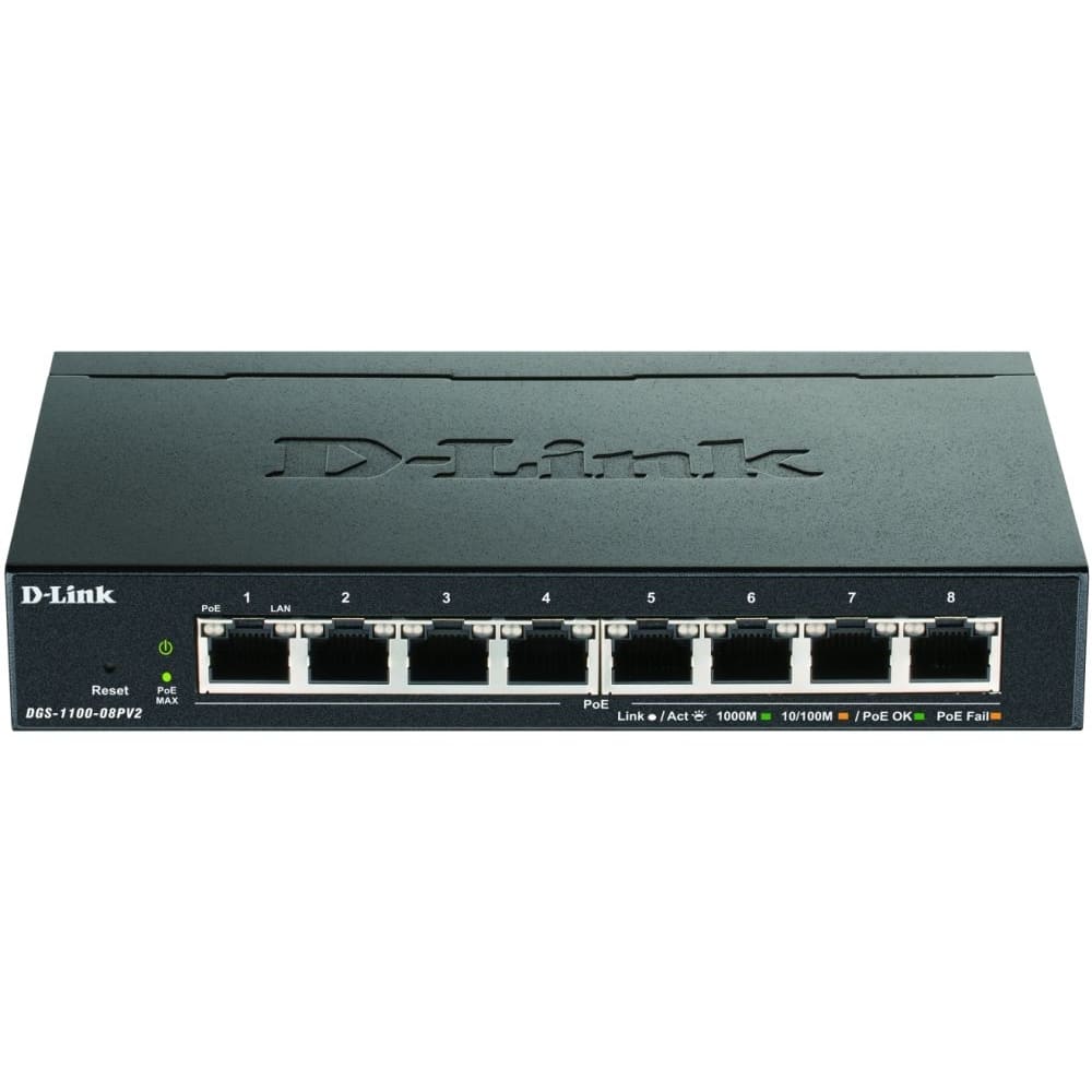 D-LINK 8-port 10/100/1000 PoE EasySmart Switch DGS-1100-08PV2/E