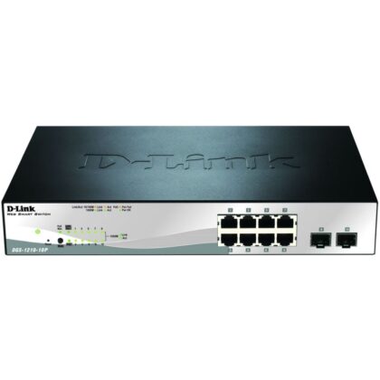 D-LINK 8-port 10/100/1000 Gigabit PoE Smart Switch with 2 SFP DGS-1210-10P/E