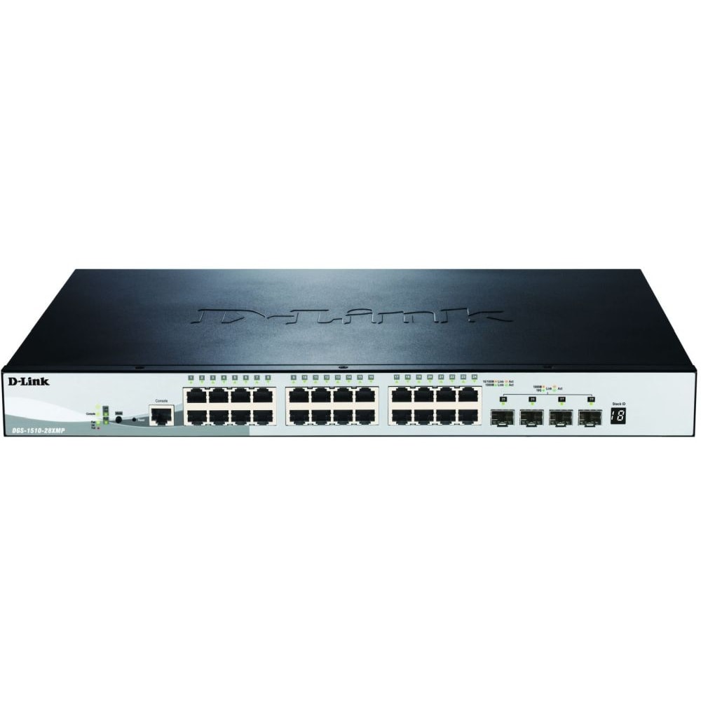 D-LINK SmartPro 28-Port Gigabit PoE Switch with 4 10GbE SFP+ DGS-1510-28XMP/E