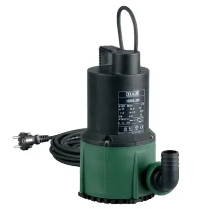 DAB Dompelpomp vezelversterkt kunststof Hmax=7.2m Qmax=12m3/h met vlotter 1x220-240V stroomkabel=10m DAB Nova 300 MA 40th 60194400H