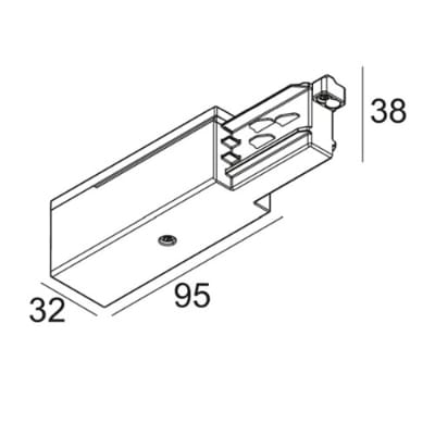 DELTA LIGHT Track 3F DIM end supply 12 rail IP20 zwart 200 12 12 B