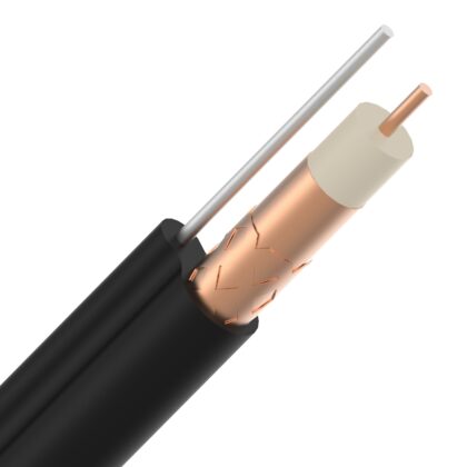 DIVERSE KABELS Coax 75 Ohm Telenet/VOO PE zwart outdoor UV bestendig 10mm 30/50m + drager bob C0AXTV0UT11T B 500